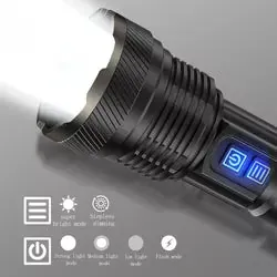 Linterna LED Recargable de 30w con carga USB, 1500 lumines