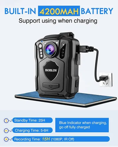 Bodycam con visión nocturna IR, M5, 64GB, GPS, 2K, 1440P, IP67, 170 °