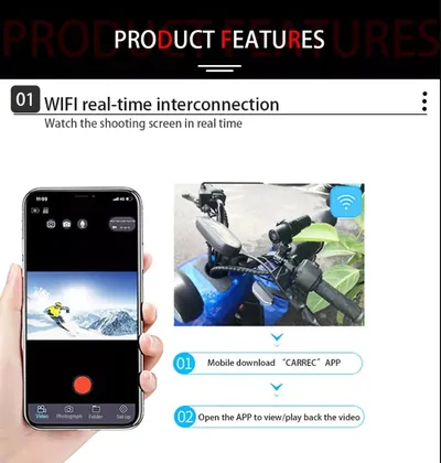 Cámara de Internet Hd para bicicleta deportiva, grabadora de gran angular de 1080p, resistente al agua.