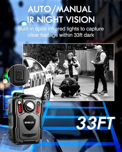 Bodycam con visión nocturna IR, M5, 64GB, GPS, 2K, 1440P, IP67, 170 °